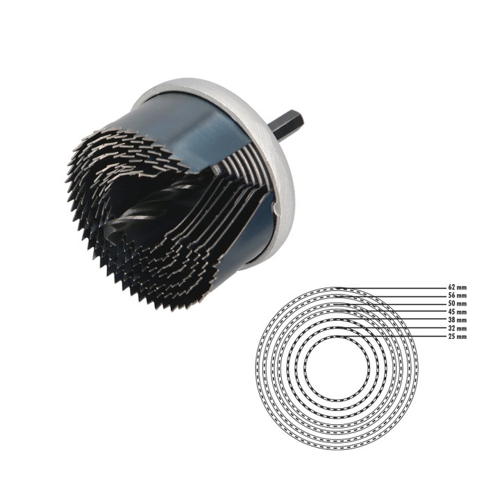 WOLFPACK LINEA PROFESIONAL Jeu de 7 scies cloches 25-63 mm WOLFPACK LINEA PROFESIONAL Jeu de 7 scies cloches 25-63 mm