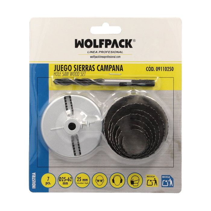 WOLFPACK LINEA PROFESIONAL Jeu de 7 scies cloches 25-63 mm WOLFPACK LINEA PROFESIONAL Jeu de 7 scies cloches 25-63 mm