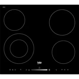 Beko HIC64502T Plaque de cuisson vitrocéramique 4 foyers Hi-Light 6700W Noir 58 x 51 cm Touch