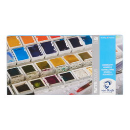 Van Gogh Coffret métallique d'aquarelles avec 48 couleurs en demi-pastilles