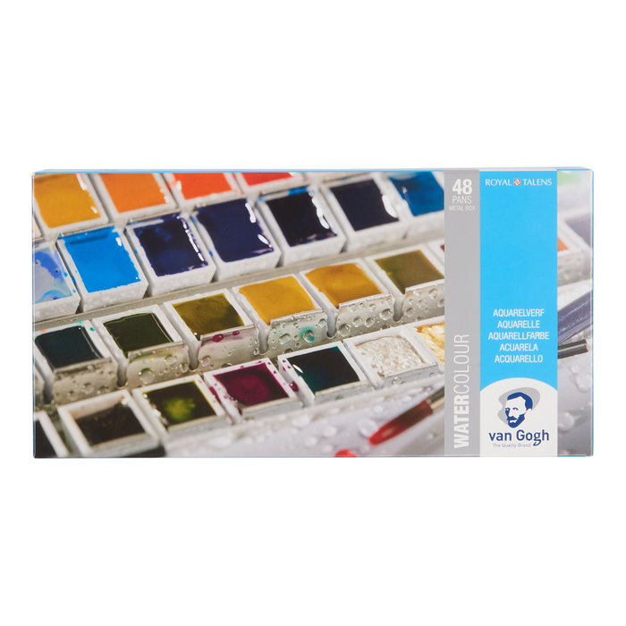 Van Gogh Coffret métallique d'aquarelles avec 48 couleurs en demi-pastilles Van Gogh Coffret métallique d'aquarelles avec 48 couleurs en demi-pastilles
