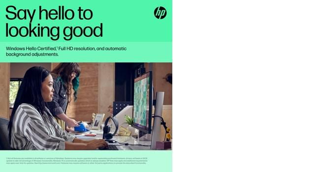 HP Webcam HP 625 Full HD 1080p avec micros, IA, Windows Hello, Zoom, rotation 360 degrés, champ de vision ajustable, pour visioconférence