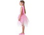 Déguisement de Fée Rose pour Enfant Fille 5-6 Ans - Costume de Carnaval avec Tête, Ailes et Robe en Polyester