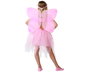 Déguisement de Fée Rose pour Enfant Fille 5-6 Ans - Costume de Carnaval avec Tête, Ailes et Robe en Polyester