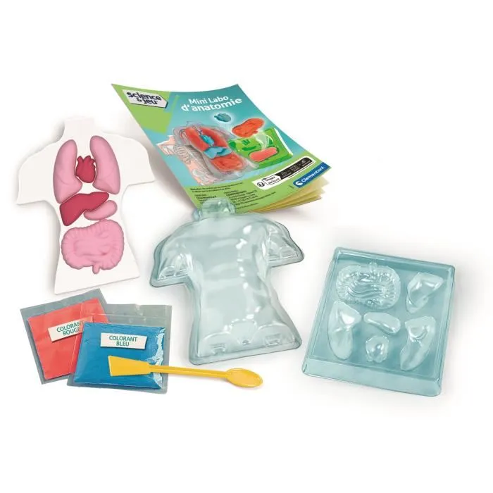 Clementoni Mini Labo d'Anatomie - Coffret Scientifique pour Enfants avec Moules et Poudres pour Reproduire les Organes - Jouet Éducatif à Partir de 4 Ans