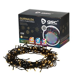 Bambasy Guirlande LED 20M 8 fonctions Lumière chaude