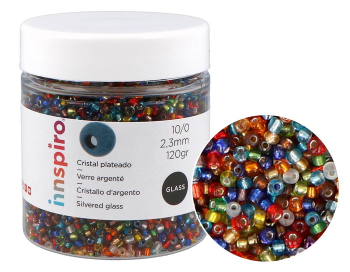 Innspiro Rocaille de verre ronde argentée mélange 2,3mm 120g Innspiro Rocaille de verre ronde argentée mélange 2,3mm 120g