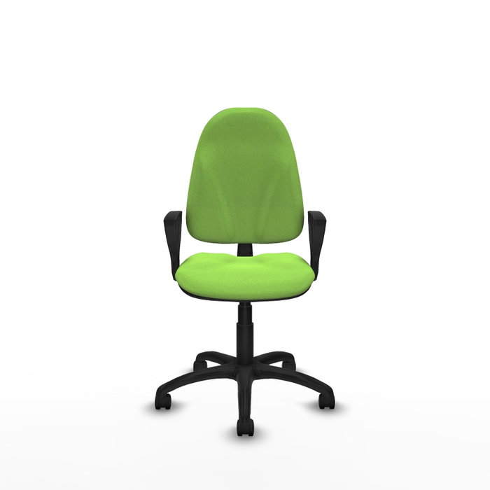 Chaise de bureau Algarra avec mécanisme de contact permanent de base, rembourrée de tissu couleur pistache. Équipée d'une base en polyamide noir, d'accoudoirs fixes et de roulettes en nylon de 50 mm Chaise de bureau Algarra avec mécanisme de contact permanent de base, rembourrée de tissu couleur pistache. Équipée d'une base en polyamide noir, d'accoudoirs fixes et de roulettes en nylon de 50 mm