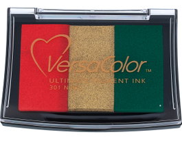 Tsukineko VERSACOLOR Tampon d'encre 3 couleurs navidad 95x65mm