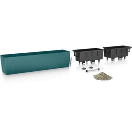 Lechuza Color 80 - Jardinière Balconière suspendue ou posée, bleu pétrole - 79 x 19 x 19 cm, réservoir d'eau 12 L, kit complet pour extérieur