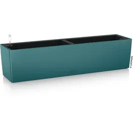 Lechuza Color 80 - Jardinière Balconière suspendue ou posée, bleu pétrole - 79 x 19 x 19 cm, réservoir d'eau 12 L, kit complet pour extérieur