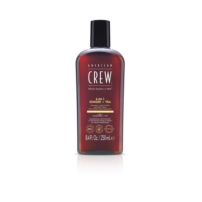 American Crew 3 en 1 Shampooing Conditionneur Gel Douche au Gingembre et Thé 250 ml American Crew 3 en 1 Shampooing Conditionneur Gel Douche au Gingembre et Thé 250 ml