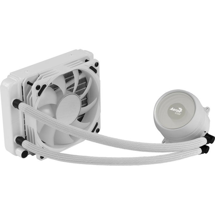 Aerocool Mirage L120 Kit de Refroidissement Liquide pour PC, Ventilateur 120 mm, RGB adressable, Radiateur Aluminium, Pompe en Cuivre, Blanc Aerocool Mirage L120 Kit de Refroidissement Liquide pour PC, Ventilateur 120 mm, RGB adressable, Radiateur Aluminium, Pompe en Cuivre, Blanc