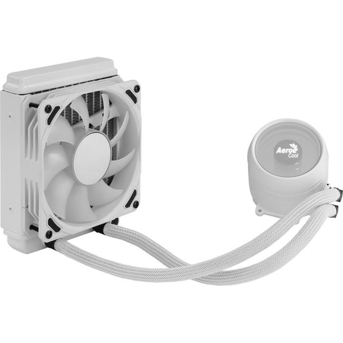 Aerocool Mirage L120 Kit de Refroidissement Liquide pour PC, Ventilateur 120 mm, RGB adressable, Radiateur Aluminium, Pompe en Cuivre, Blanc Aerocool Mirage L120 Kit de Refroidissement Liquide pour PC, Ventilateur 120 mm, RGB adressable, Radiateur Aluminium, Pompe en Cuivre, Blanc