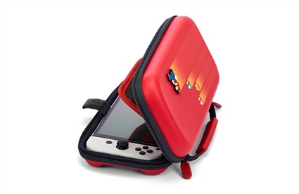 PowerA Etui de Protection Compact pour Nintendo Switch Modèle OLED, Lite et Standard - Noir, Double Fermeture Éclair, Support de Jeu et Pochette de Rangement