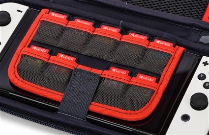 PowerA Etui de Protection Compact pour Nintendo Switch Modèle OLED, Lite et Standard - Noir, Double Fermeture Éclair, Support de Jeu et Pochette de Rangement