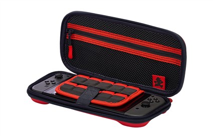 PowerA Etui de Protection Compact pour Nintendo Switch Modèle OLED, Lite et Standard - Noir, Double Fermeture Éclair, Support de Jeu et Pochette de Rangement