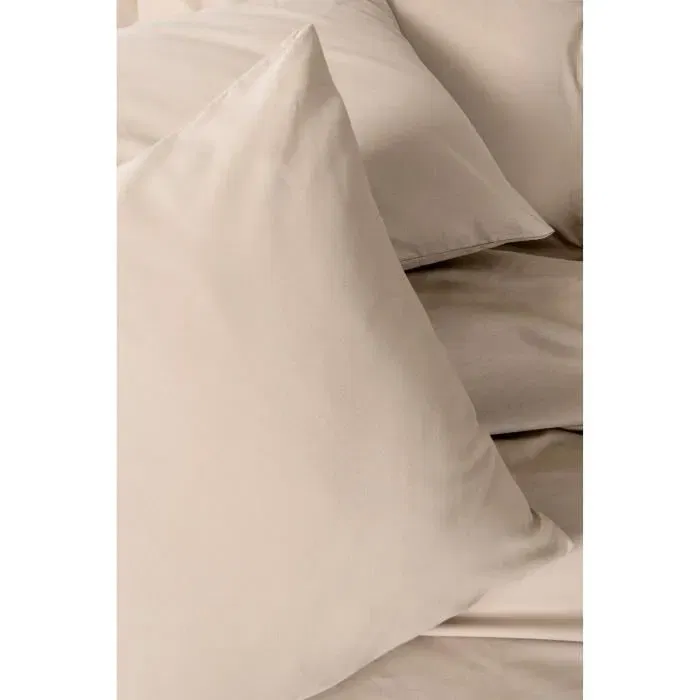 Parure de lit 100% coton renforcé King, housse de couette 220 x 240 cm + 2 taies d'oreiller 60 x 60 cm, couleur beige, impression réactive, lavable à 40°C