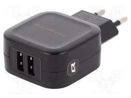 QOLTEC Chargeur USB 17W avec 2 ports, 5V 3,4A
