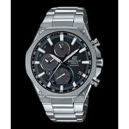 Casio Montre EQB-1100D-1AER Bluetooth Smart Solaire - Boîtier Acier Inoxydable 51.1mm Verre Saphir - Chronographe Double Fuseau