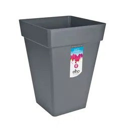 ELHO Bac à fleurs Loft Urban Carré Haut Noir - Réservoir d'eau - Ø 29 x H 41 cm - Extérieur - 100% recyclé
