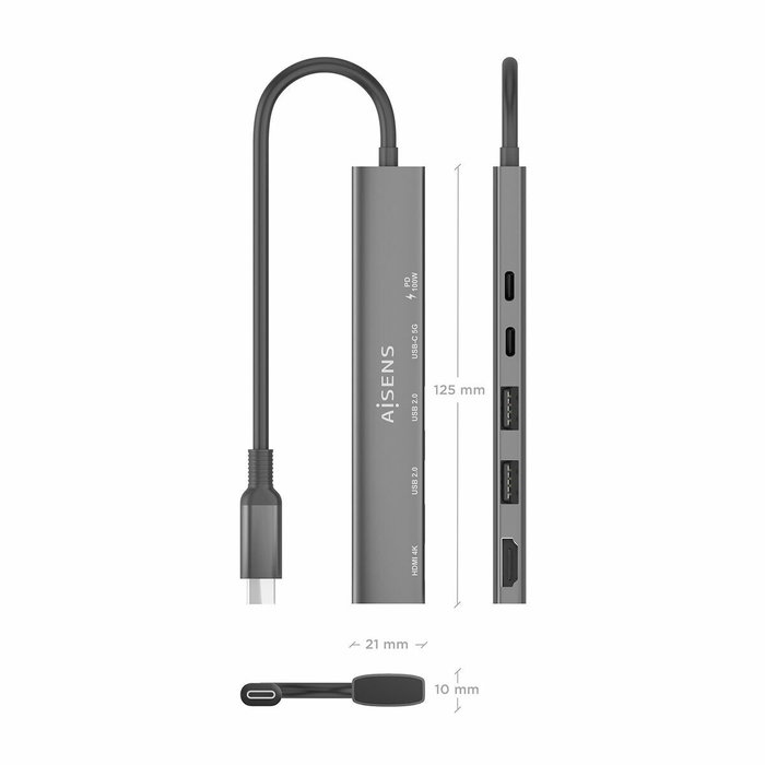 Hub USB Aisens ASUC-5P022-GR