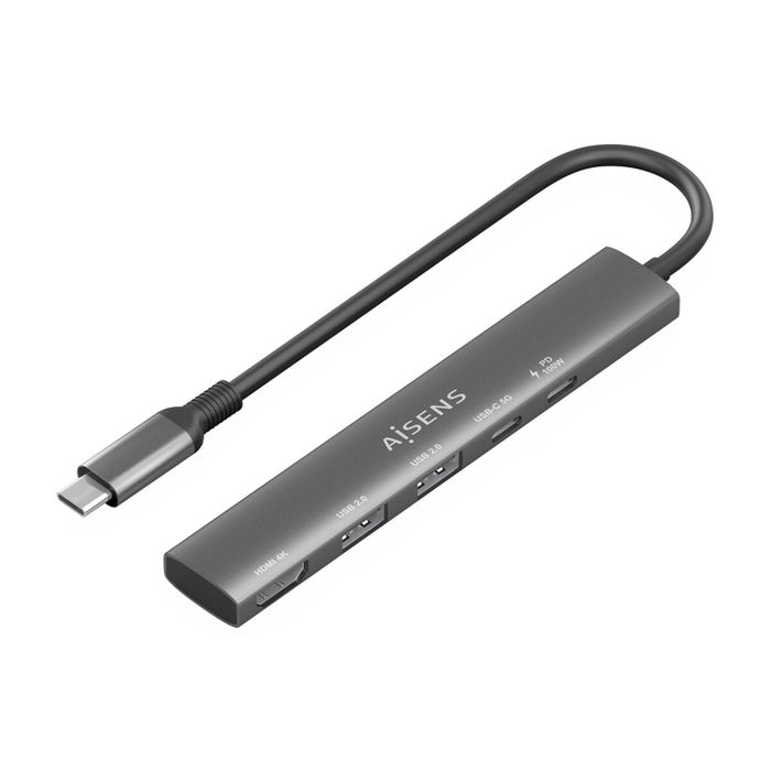 Hub USB Aisens USB-C DOCK 5 EN 1 GRIS Gris 100 W