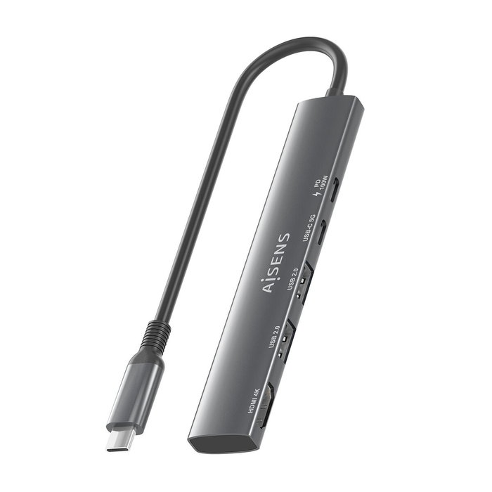 Hub USB Aisens USB-C DOCK 5 EN 1 GRIS Gris 100 W