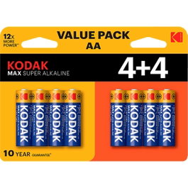 Kodak Piles Alcalines Max AA LR6 - Blister de 8 Piles