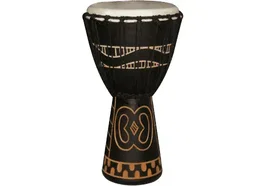 TANGA Djembé 12 pouces Motifs Africains Bois Foncé Tambour 65,9 x 34 x 34 cm