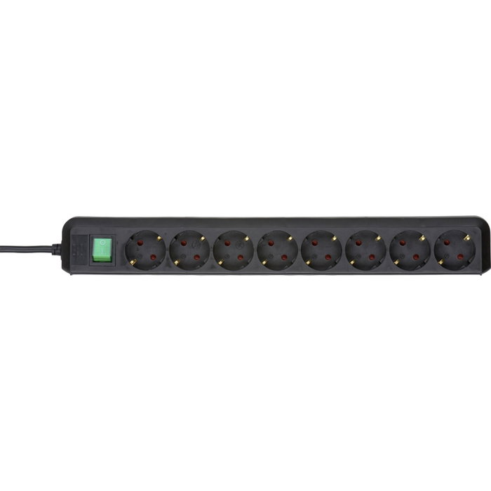 Brennenstuhl Eco-Line Multiprise 8 prises avec interrupteur, noir, 3 m