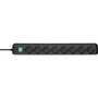 Brennenstuhl Eco-Line Multiprise 8 prises avec interrupteur, noir, 3 m
