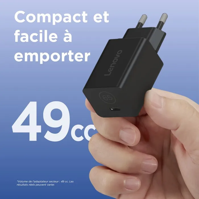 Lenovo Alimentación 65W Gan Nano USB-C GX21L58555