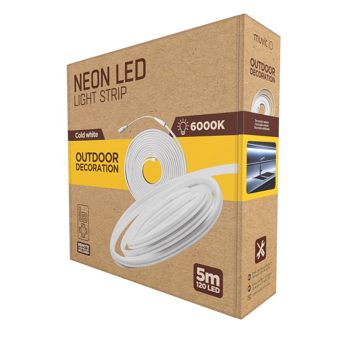 Muvit Tira LED Io Neon IP65 5 mètres 2600lm Blanc Chaud/Moyen/Froid avec Télécommande