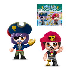 PIN Y PON Pack Deux Figurines Pirates Action Pinypon 7/15644 - Figurines Articulées avec Accessoires Interchangeables - Multilingue (Anglais, Français, Allemand) - À Partir de 4 Ans