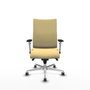 Piqueras Y Crespo Albacete Confidente, Chaise de Bureau avec Mécanisme Synchrone, Simili-cuir Crème, Base Aluminium, Bras 1D, Roues 65 mm