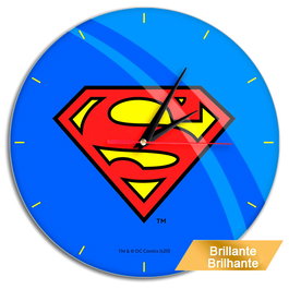 Horloge murale Superman DC Comics - Revêtement brillant, mouvement silencieux à quartz, diamètre 30,5 cm, pile AA requise