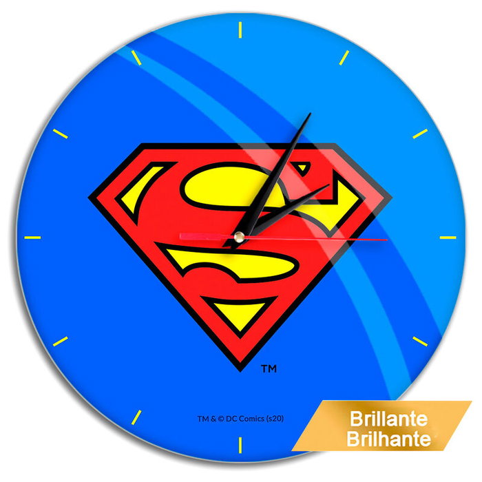 Horloge murale Superman DC Comics - Revêtement brillant, mouvement silencieux à quartz, diamètre 30,5 cm, pile AA requise Horloge murale Superman DC Comics - Revêtement brillant, mouvement silencieux à quartz, diamètre 30,5 cm, pile AA requise