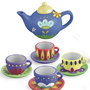 Tachan Set de Thé en Céramique Little Artist à Peindre DIY - R.56980/DIY002 - Tachan avec 1 Théière, 1 Sucrier, 1 Pot à Lait, 4 Tasses, 4 Soucoupes, 12 Peintures et 2 Pinceaux