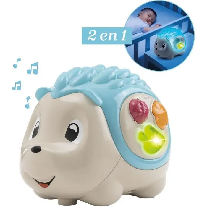 Chicco - Jouet d'éveil et veilleuse Hérisson Sensoriel Day&Night - Centre d'activités lumineux et musical pour bébé dès la naissance - Bleu