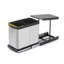 Emuca Bac à recyclage Recycle 2x12 litres Inox