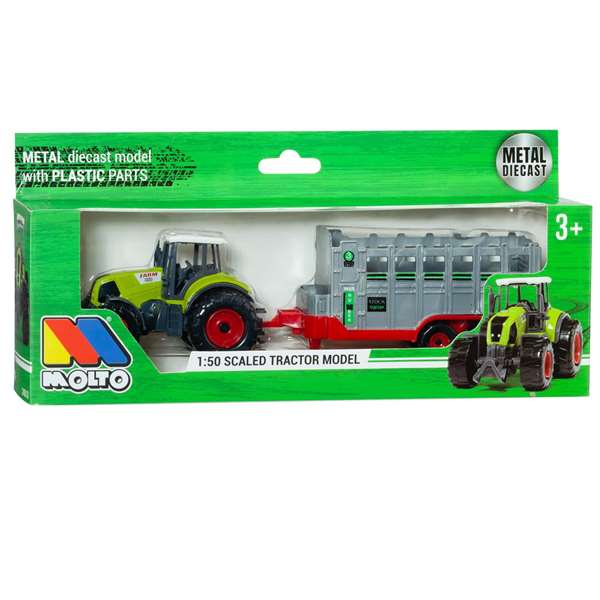 Molto - Tractor de ferme avec remorque - Jouet miniature - Modèles aléatoires - Échelle 1:50 - Matière plastique et métal - Sans piles - Langues: espagnol, anglais Molto - Tractor de ferme avec remorque - Jouet miniature - Modèles aléatoires - Échelle 1:50 - Matière plastique et métal - Sans piles - Langues: espagnol, anglais