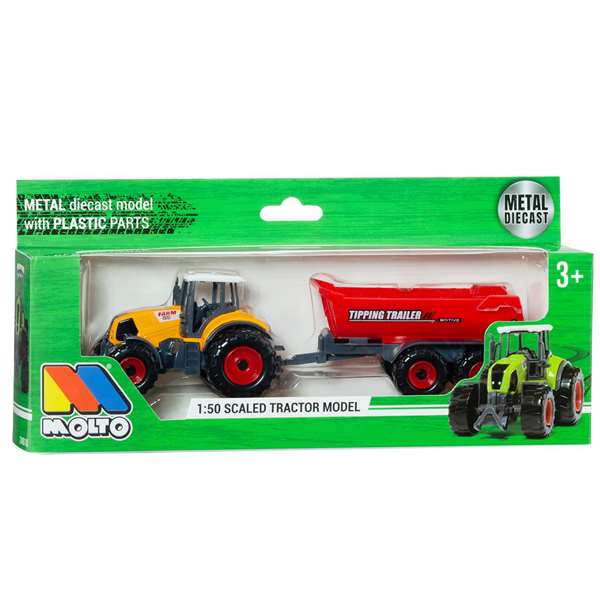 Molto - Tractor de ferme avec remorque - Jouet miniature - Modèles aléatoires - Échelle 1:50 - Matière plastique et métal - Sans piles - Langues: espagnol, anglais Molto - Tractor de ferme avec remorque - Jouet miniature - Modèles aléatoires - Échelle 1:50 - Matière plastique et métal - Sans piles - Langues: espagnol, anglais