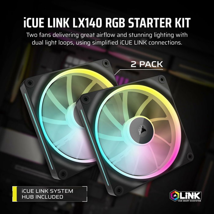 Corsair Fan LX140 RGB Black Doppelpack