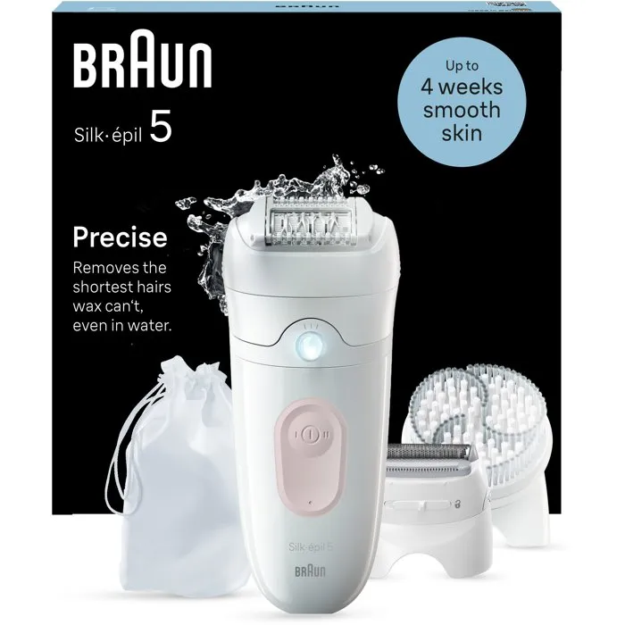 Braun SE5-060 Épilateur Électrique Silk-épil 5 Sans Fil, Technologie MicroGrip, Peau Douce 1 Mois, Utilisation à Sec, Rose