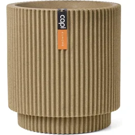 CAPI EUROPE Vase cylindre Groove NL - 36 x 38 cm - Beige - Pièce design pour intérieur et extérieur