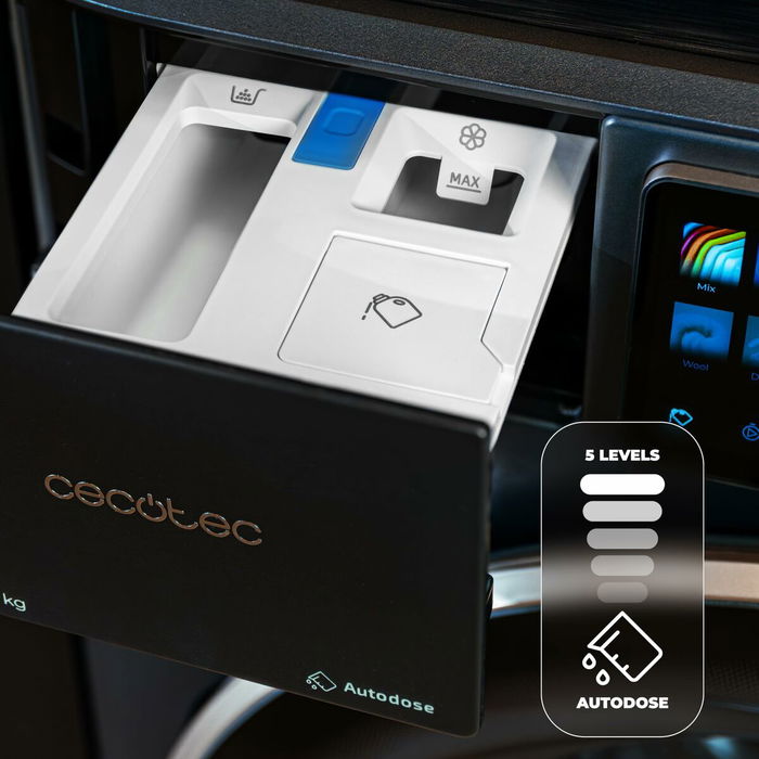 Machine à laver Cecotec 10950 Autodose Inverter 3D Titanium A 1400 rpm 10 kg