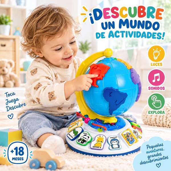 Jugatoys - misprimerosjuguetes Sphère terrestre enfant avec activités Jugatoys - misprimerosjuguetes Sphère terrestre enfant avec activités