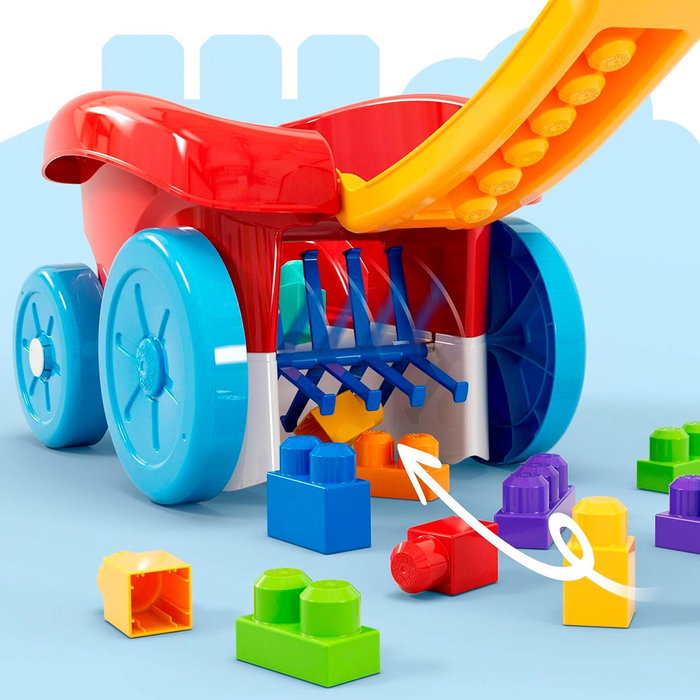 Mega Bloks Fisher-Price - Wagón Para Recoger Bloques JFR30 - Jouet de Construction avec Wagon Rouge et 20 Blocs Géants - À Tirer et Pousser - Pour Enfants de 12 Mois et Plus
