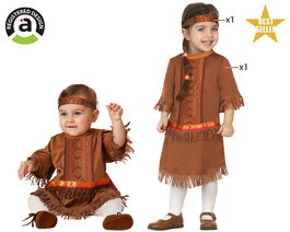 Déguisement d'Indienne pour Bébé Fille 12-24 Mois, Tenue Carnaval Thème Far West avec Jupe et Bandeau